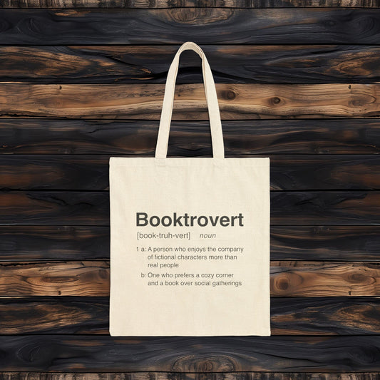 Booktrovert Definition Tote Bag | Heavy Duty Canvas Book Haul Bag | Aesthetic Minimalist Library Tote