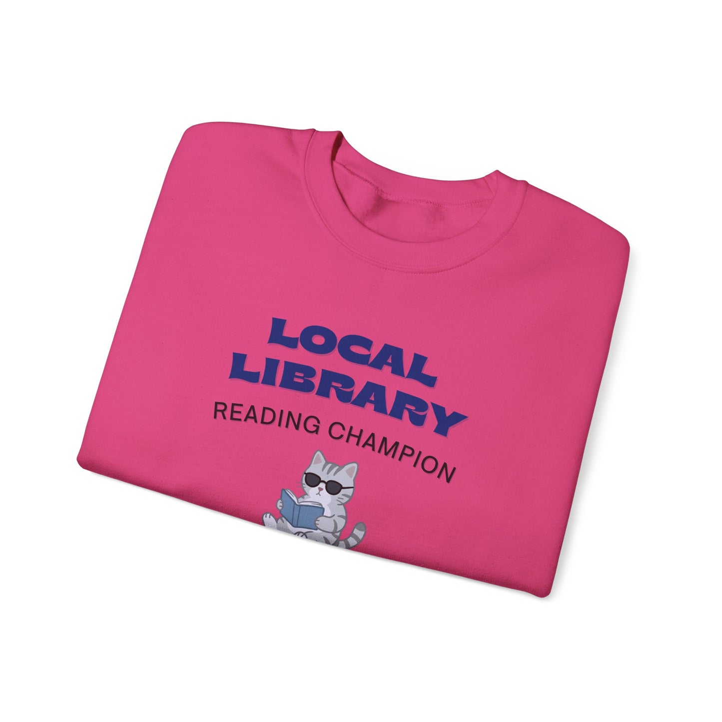 Local Library Reading Champion Sweatshirt | Retro Cat Reader Crewneck