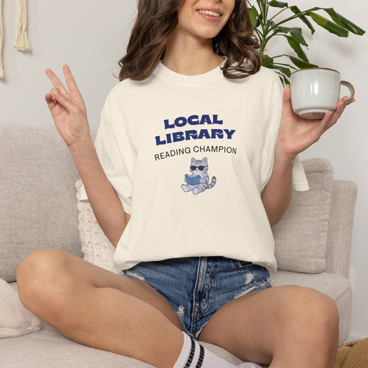 Local Library Reading Champion Shirt | Cool Cat Bookish Tee