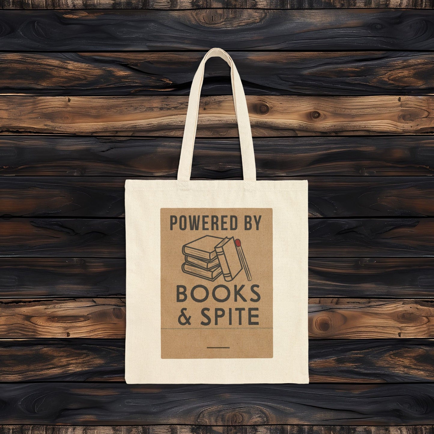 Powered By Books & Spite Canvas Tote | Book Lover Bag