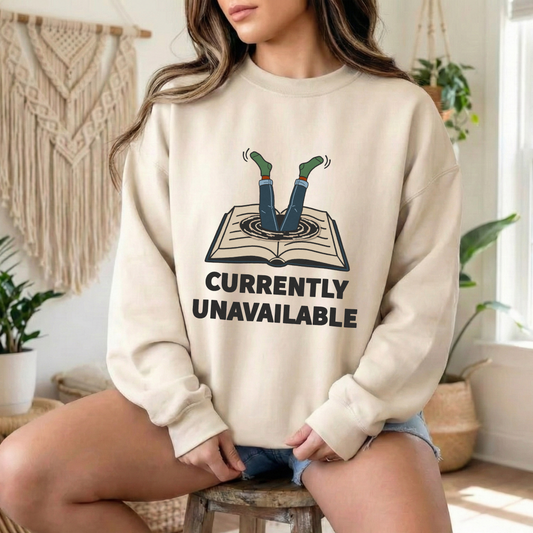 Currently Unavailable Sweatshirt | Gildan 18000 Heavy Blend Crewneck | Funny Reading Out of Office Pullover