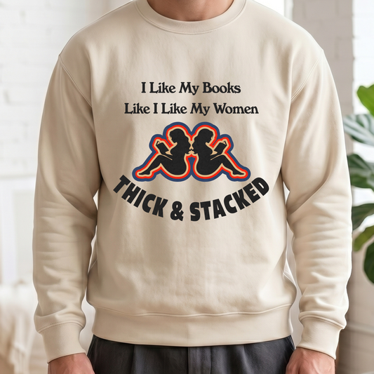 Thick & Stacked Books Sweatshirt | Funny Reader Crewneck