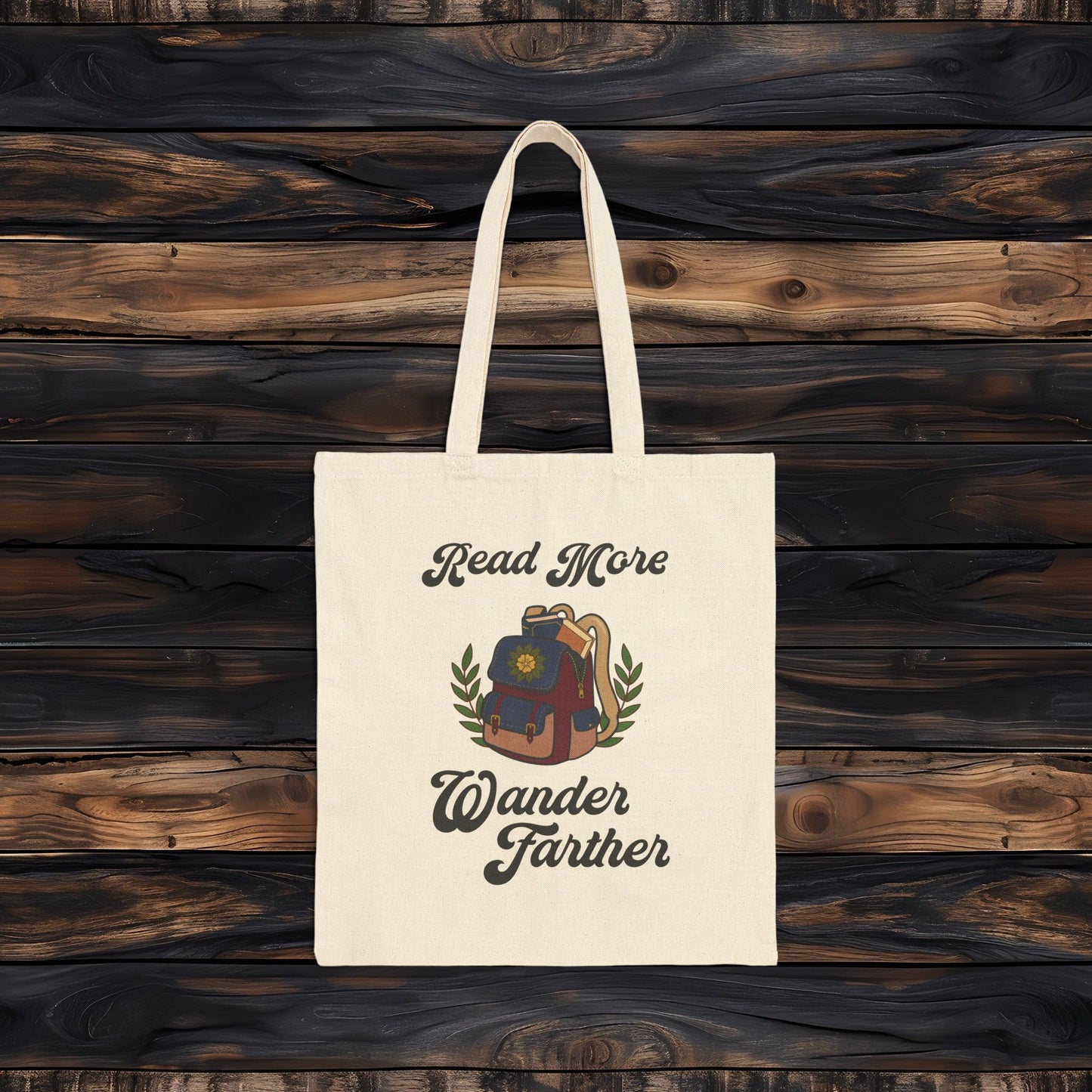 Read More Wander Further Tote Bag | Book Haul Canvas Tote