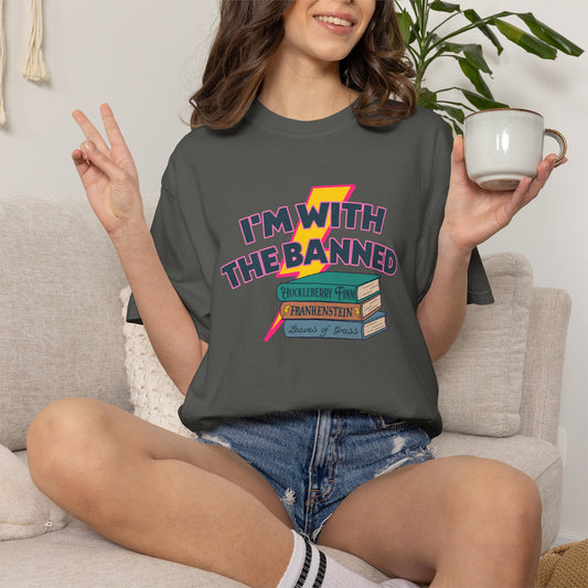 I'm With The Banned Shirt | Retro Rock Banned Books Tee | Anti-Censorship Shirt