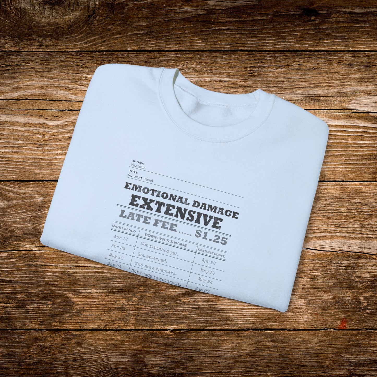 Emotional Damage Extensive Sweatshirt | Vintage Library Card Crewneck