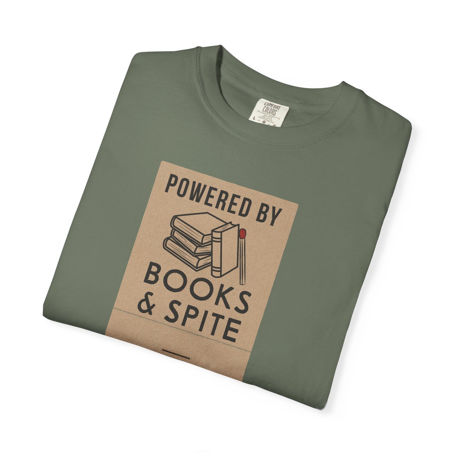 Powered By Books & Spite Shirt | Sarcastic Reader Tee