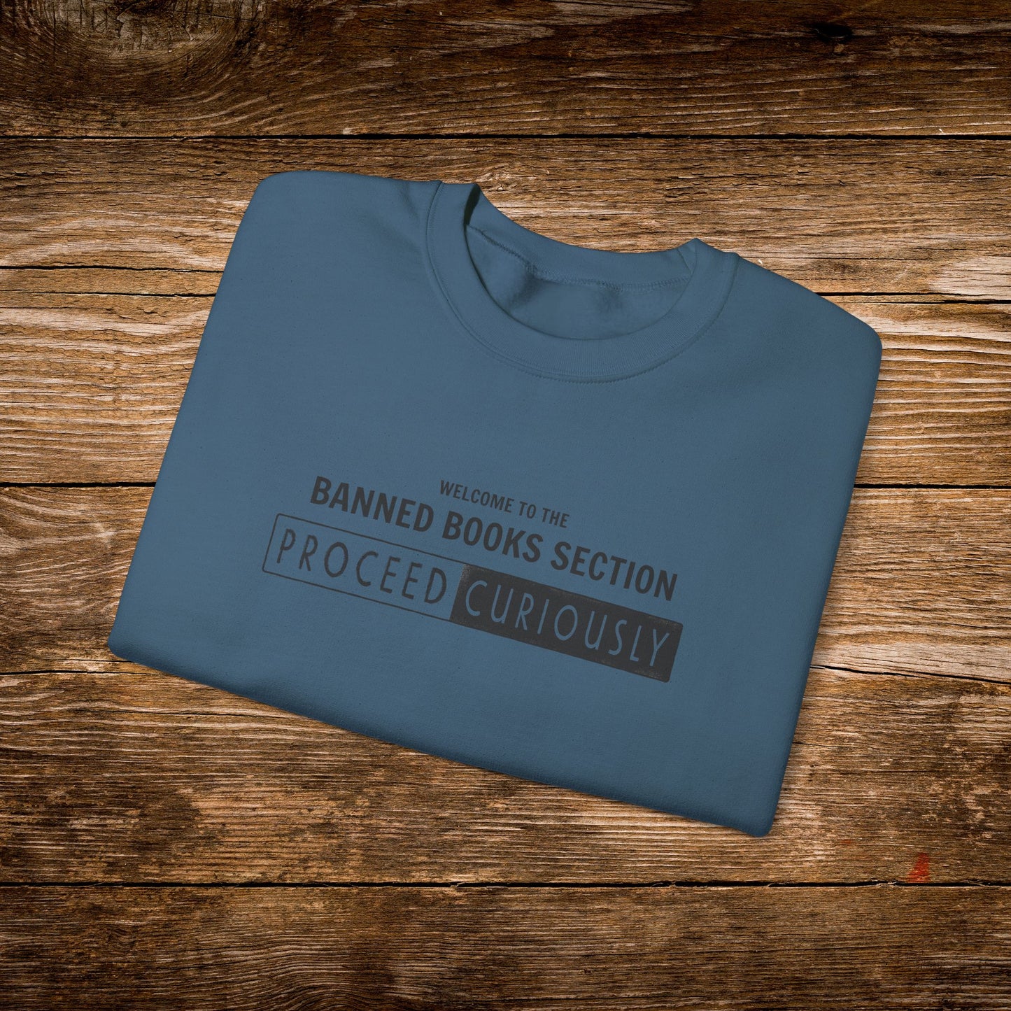 Proceed Curiously Sweatshirt | Banned Books Section Crewneck