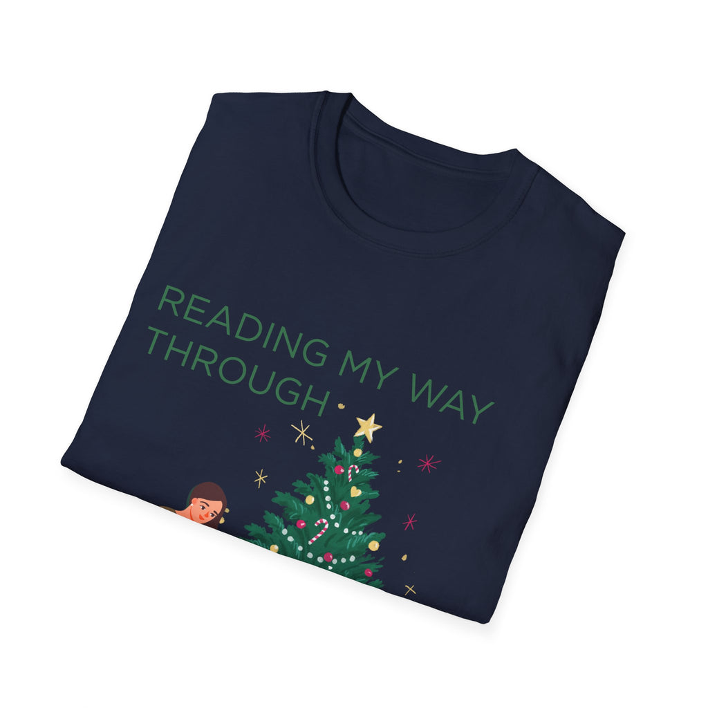Christmas Reading T-Shirt – "Reading My Way Through Christmas" Cozy Holiday Tee