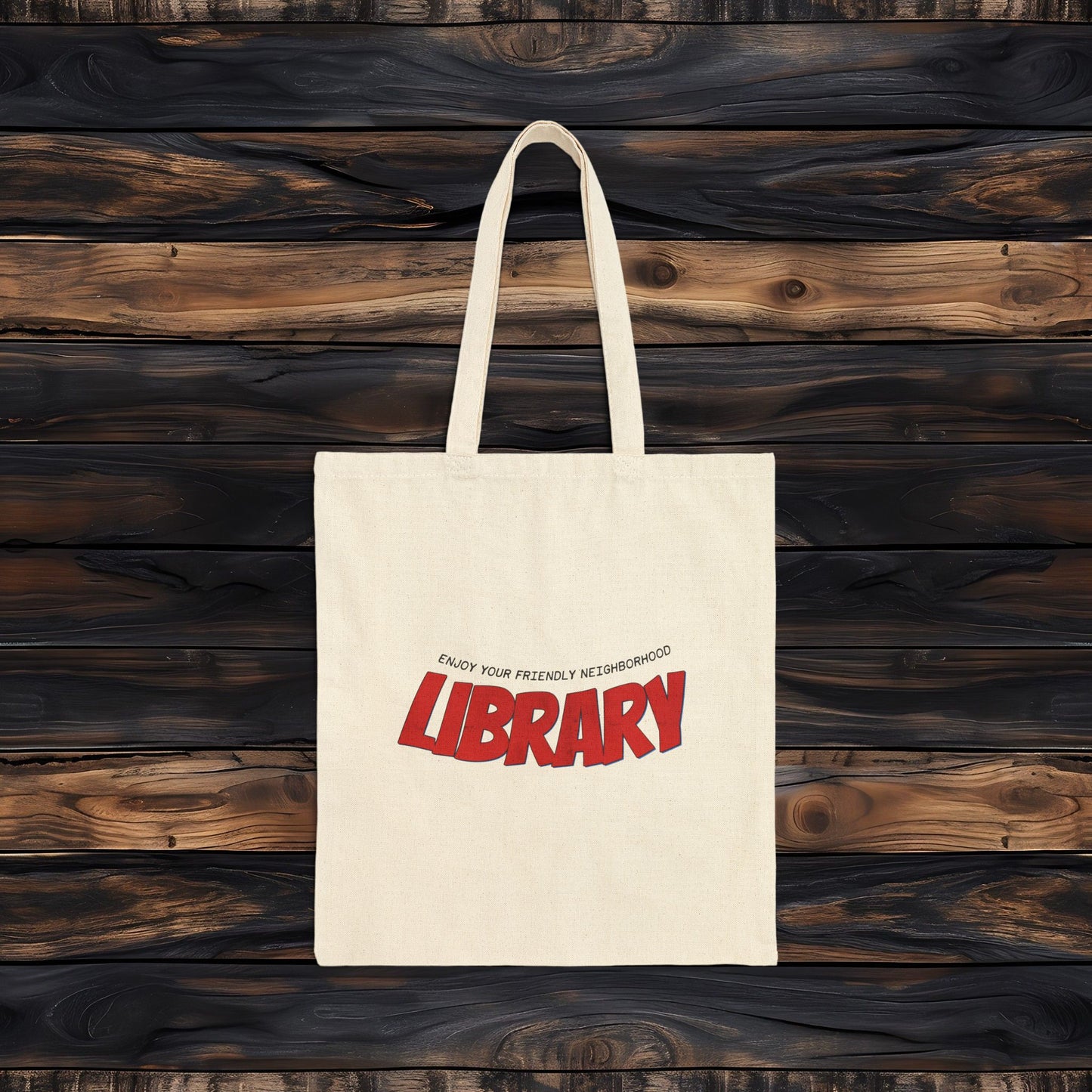 Friendly Neighborhood Library Tote Bag | Retro Library Book Tote