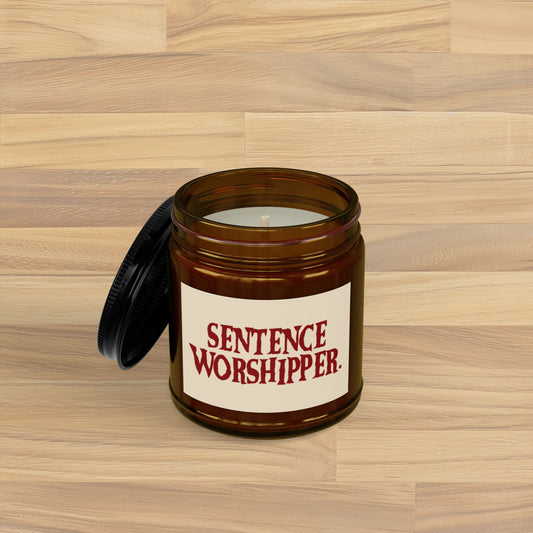 Sentence Worshipper Soy Candle | 9oz Hand-Poured Scented Jar | Aesthetic Literary Home Decor