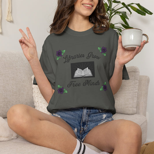 Libraries Grow From Free Minds Shirt | Anti-Censorship Floral Tee | Bookish Activism Shirt