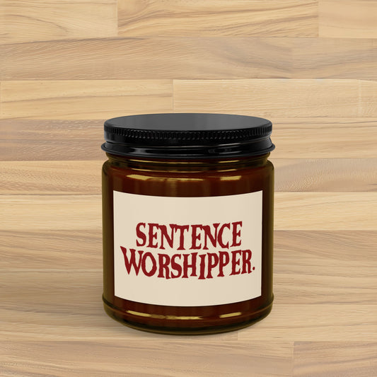 Sentence Worshipper Soy Candle | 9oz Hand-Poured Scented Jar | Aesthetic Literary Home Decor