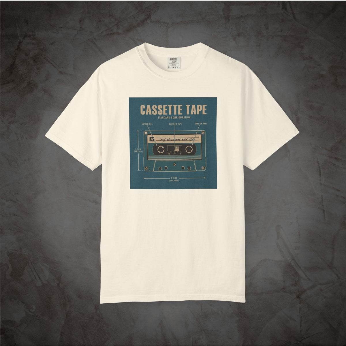 Cassette Tape Blueprint vintage music T-shirt mockup