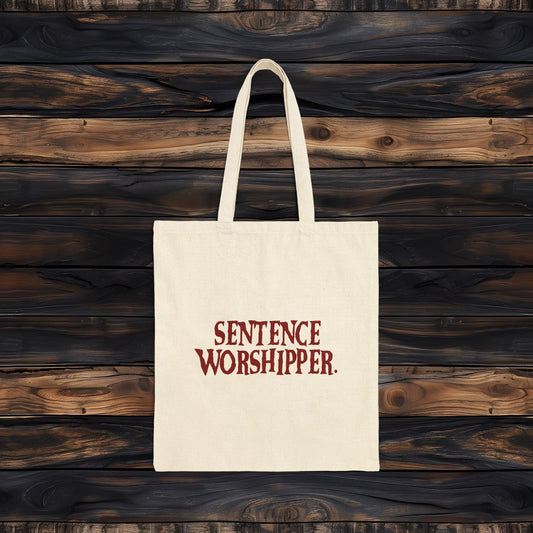 Sentence Worshipper Shirt Tote Bag | Heavy Duty Canvas Book Haul Bag | Aesthetic Literary Gift Tote