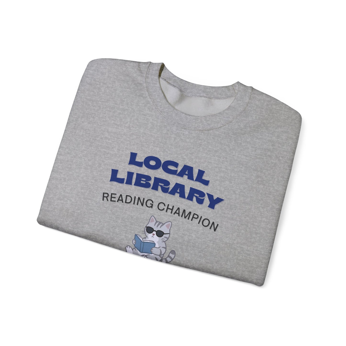 Local Library Reading Champion Sweatshirt | Retro Cat Reader Crewneck