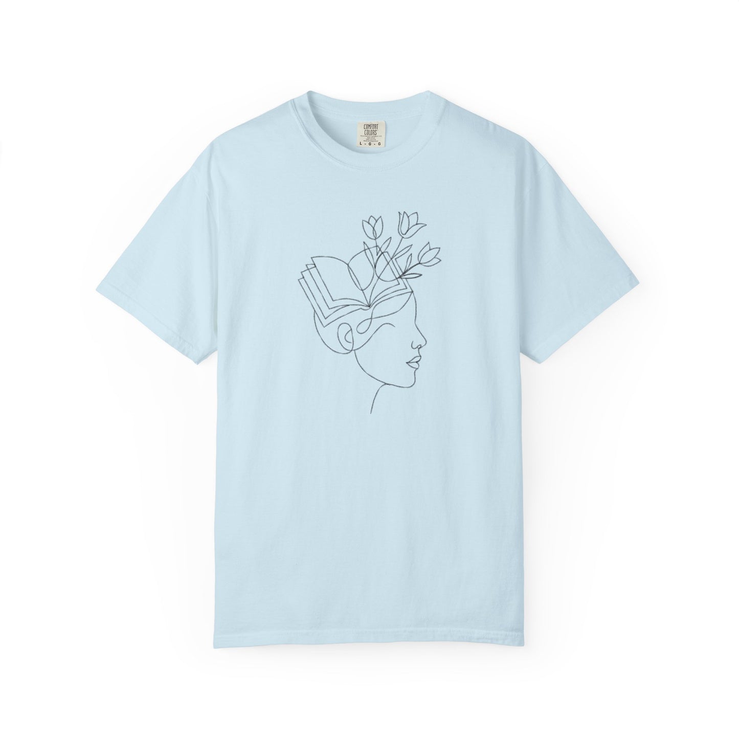 Minimalist Line Art Book Shirt | Botanical Reader Tee