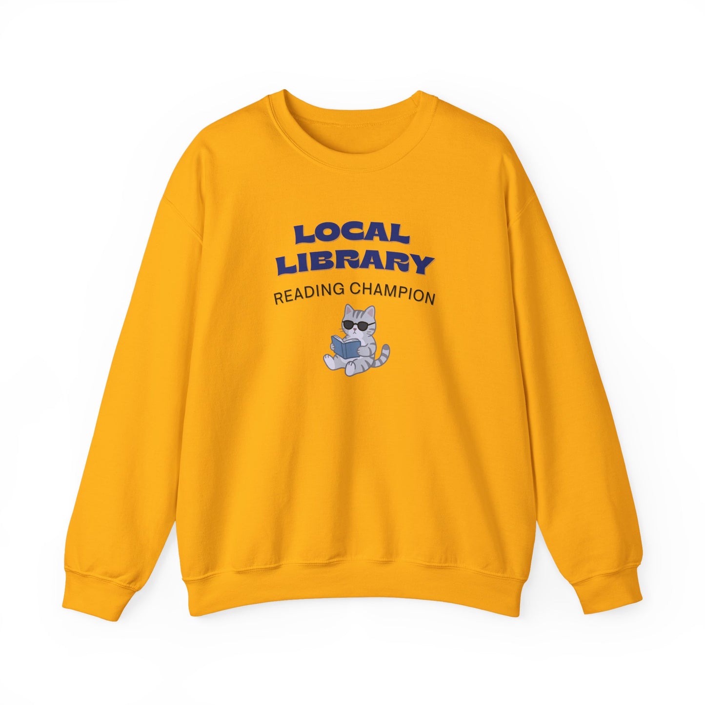Local Library Reading Champion Sweatshirt | Retro Cat Reader Crewneck