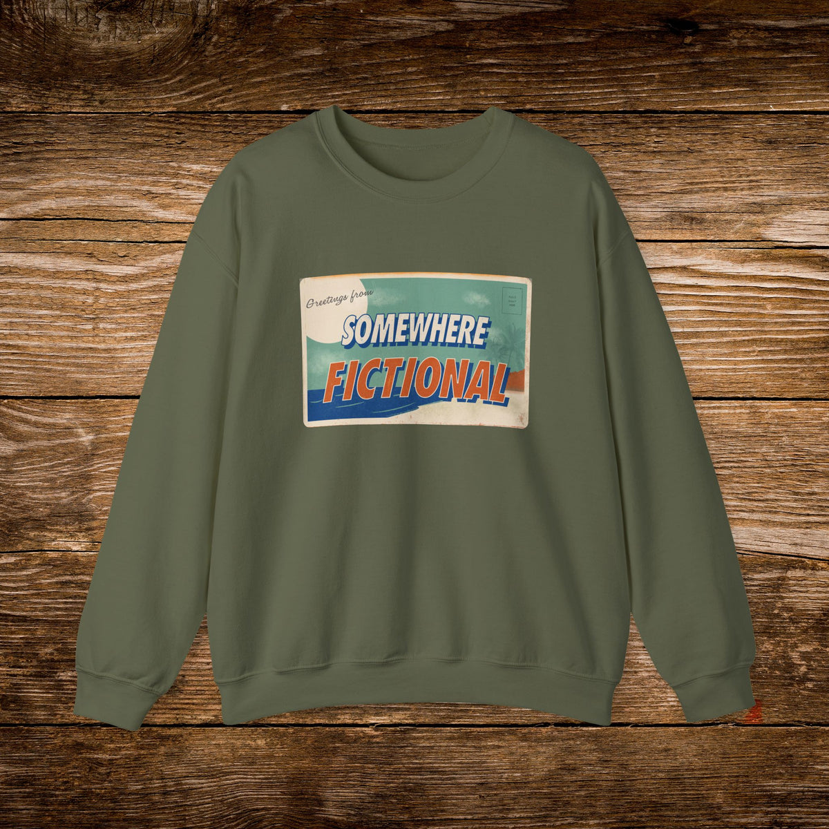 Greetings From Somewhere Fictional Sweatshirt | Retro Postcard Crewneck