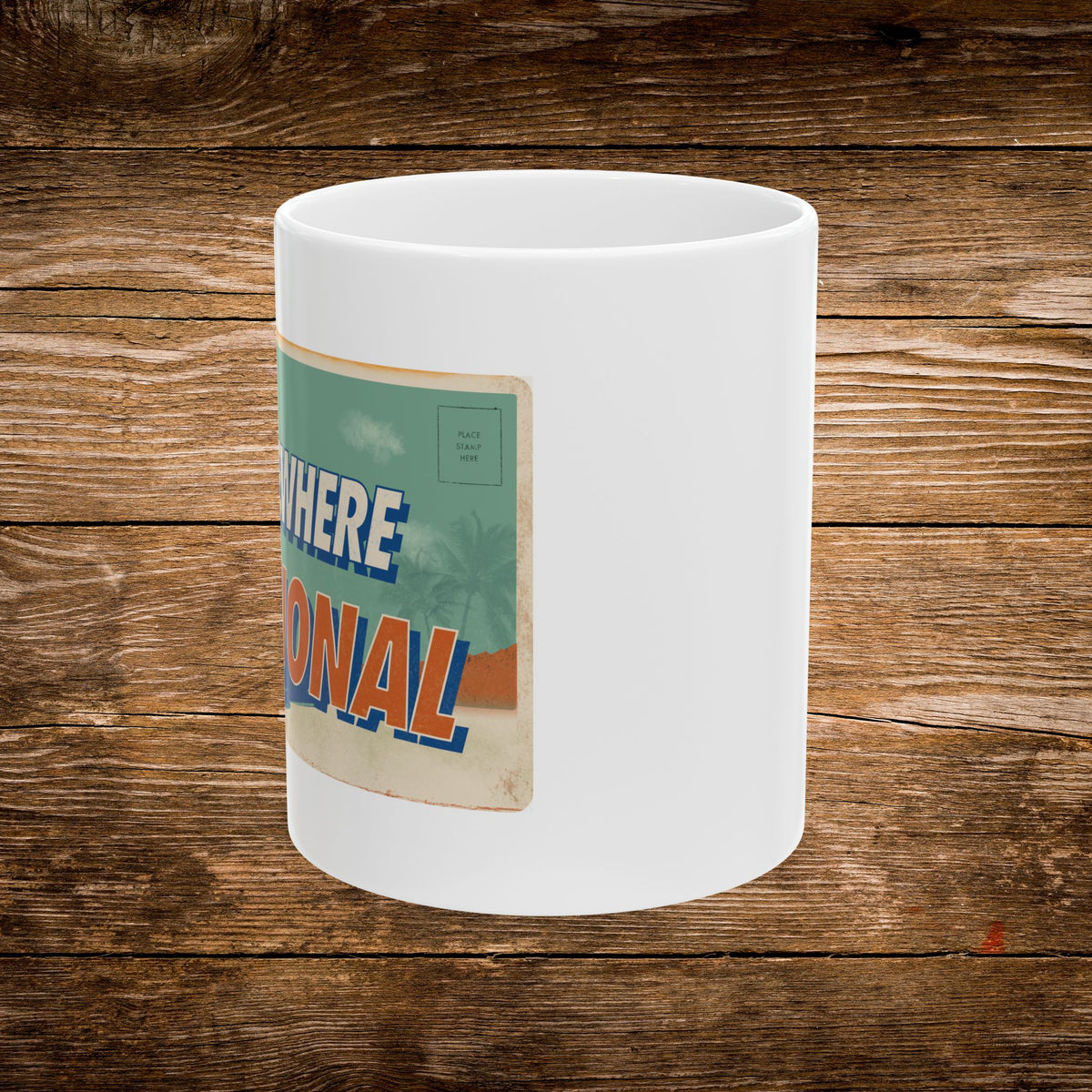 Greetings From Somewhere Fictional Mug | Vintage Postcard Coffee Mug