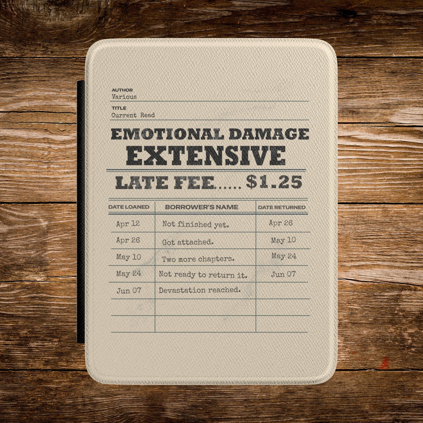 Emotional Damage Extensive Kindle Case | Overdue E-Reader Cover | Slow Burn Reader Accessory