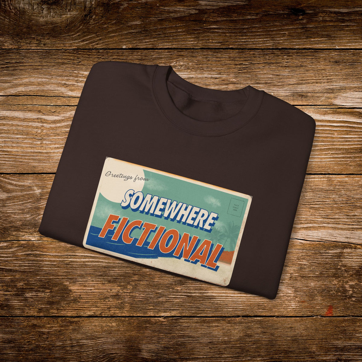 Greetings From Somewhere Fictional Sweatshirt | Retro Postcard Crewneck