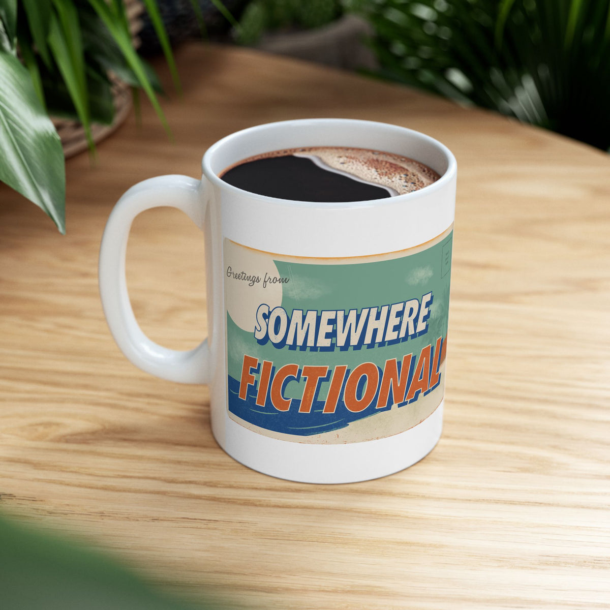 Greetings From Somewhere Fictional Mug | Vintage Postcard Coffee Mug