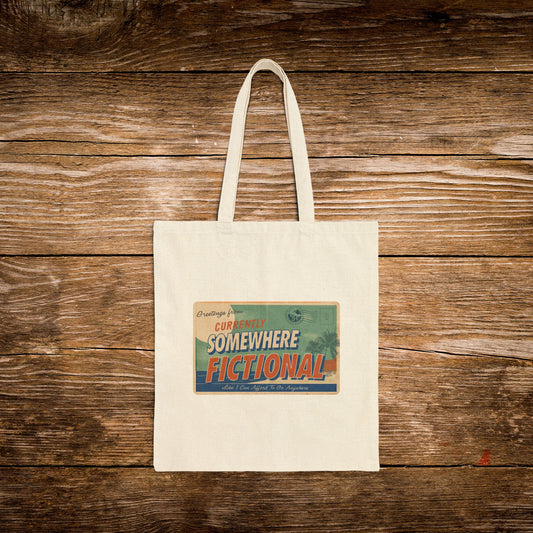Greetings From Somewhere Fictional Tote Bag | Vintage Reader Tote