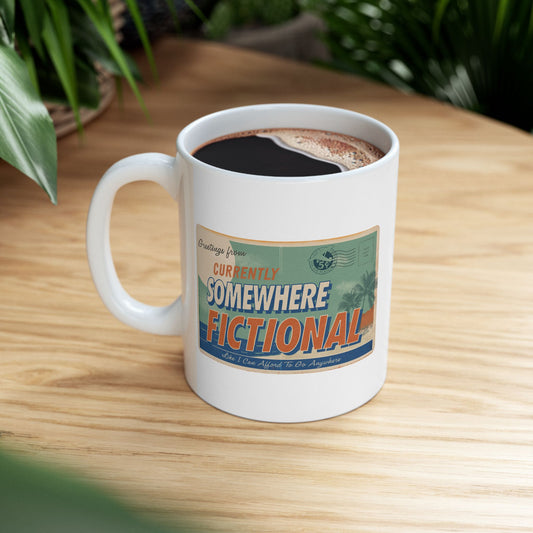Greetings From Fictional Mug | Book Lover Coffee Cup | Literary Escapism Gift