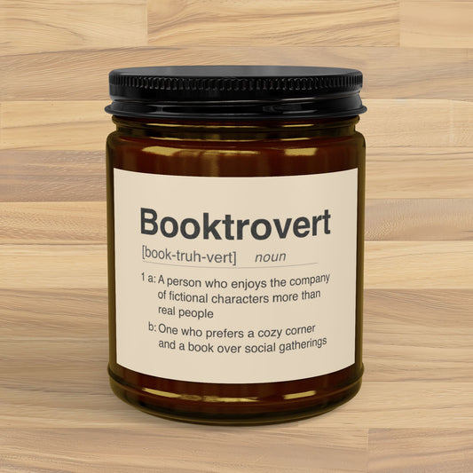 Booktrovert Definition Soy Candle | 4 or 9oz Hand-Poured Scented Jar | Aesthetic Reading Nook Decor