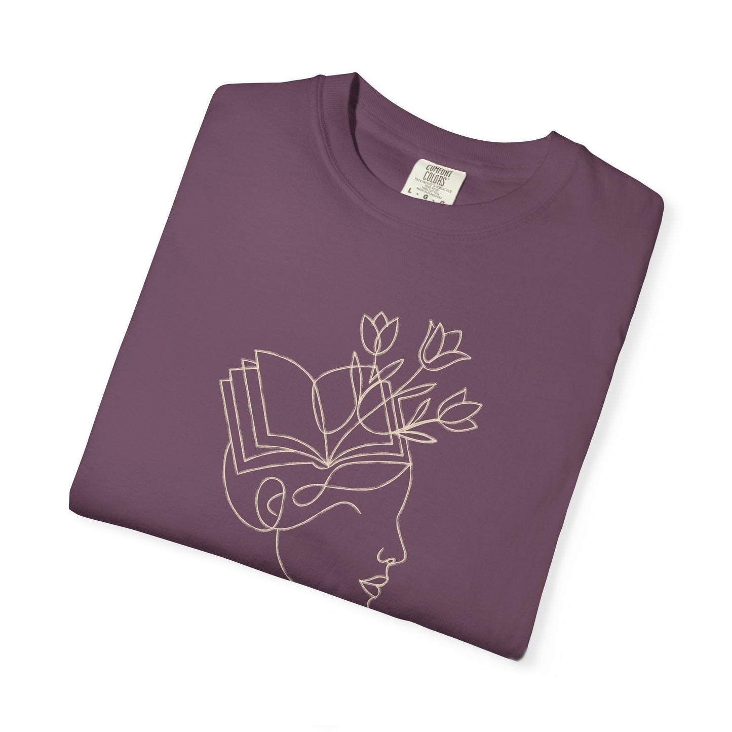 Minimalist Line Art Book Shirt | Botanical Reader Tee