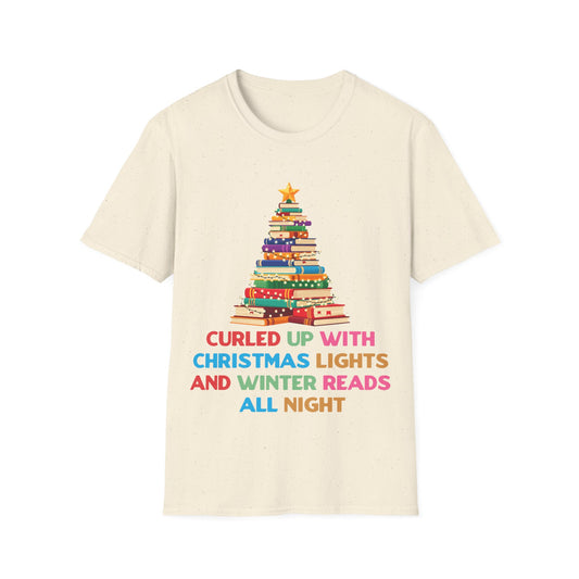 Curled Up With Christmas Lights and Winter Reads All Night T-Shirt