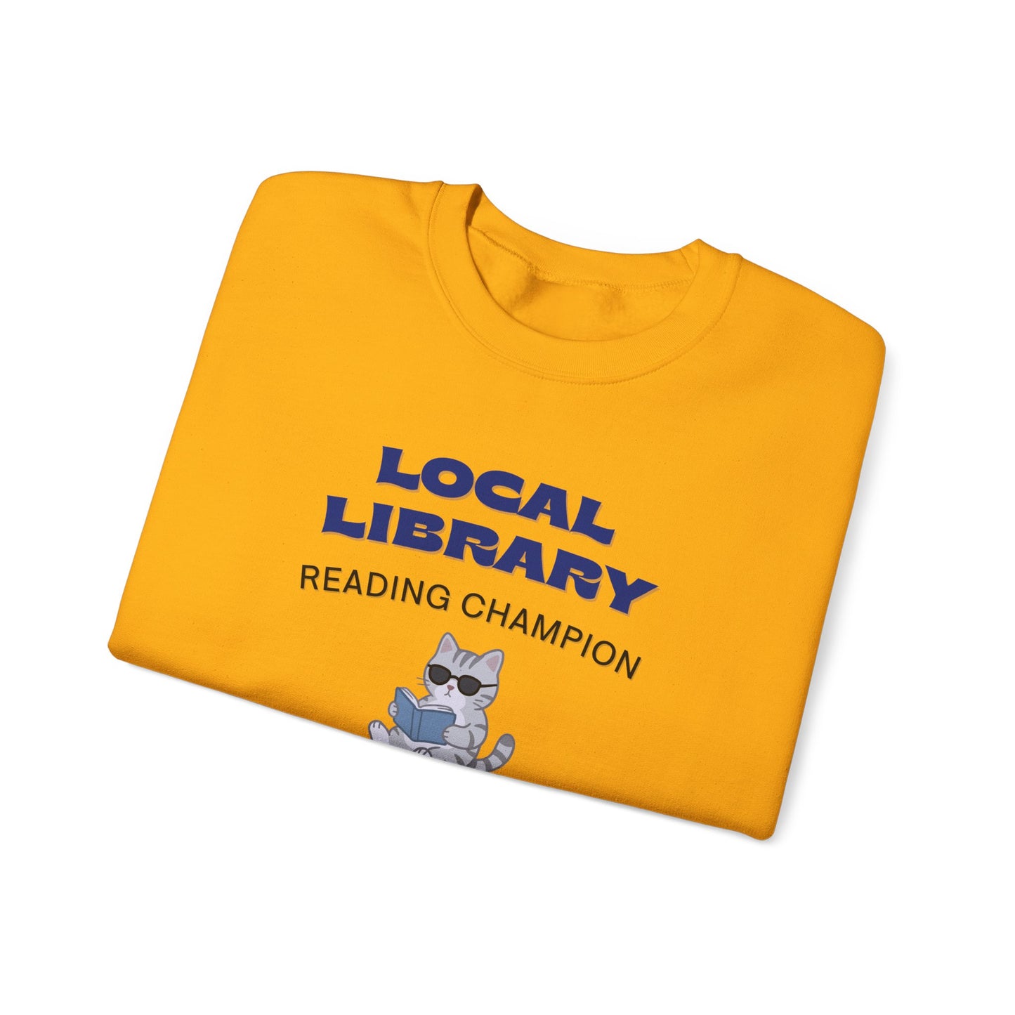 Local Library Reading Champion Sweatshirt | Retro Cat Reader Crewneck