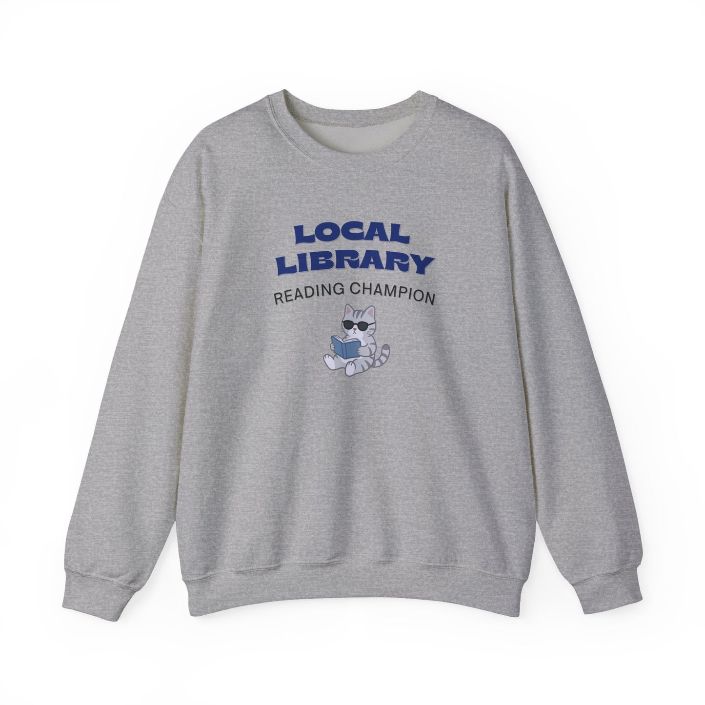 Local Library Reading Champion Sweatshirt | Retro Cat Reader Crewneck