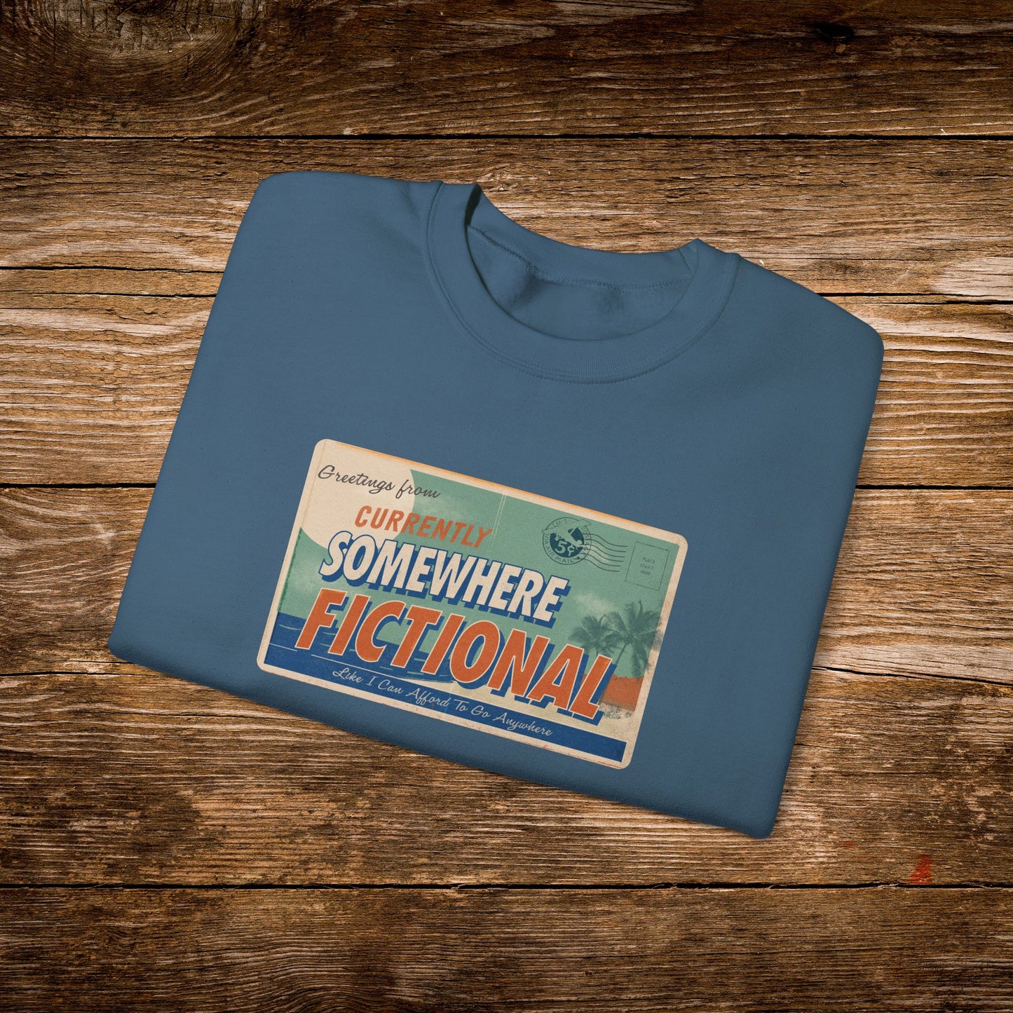Greetings From Somewhere Fictional Sweatshirt | Retro Postcard Crewneck | Bookish Escape Sweatshirt