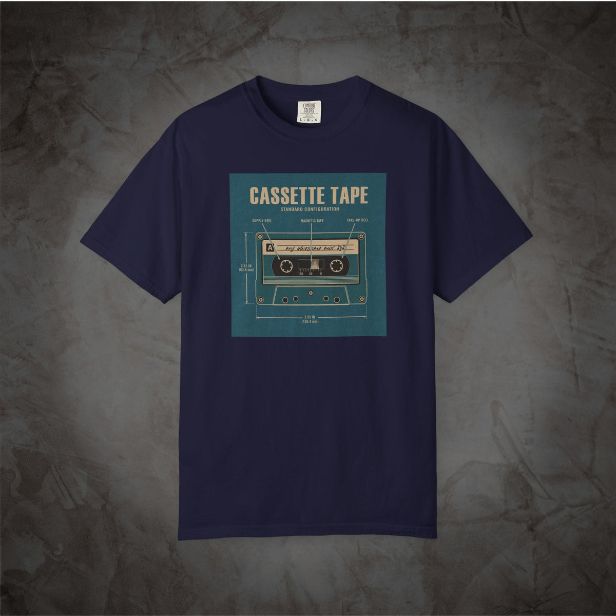 Cassette Tape Blueprint retro music shirt mockup
