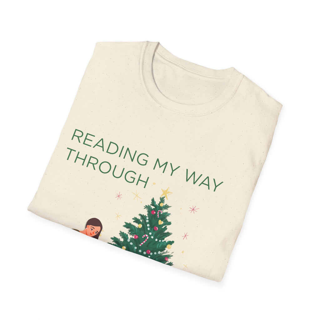 Christmas Reading T-Shirt – "Reading My Way Through Christmas" Cozy Holiday Tee