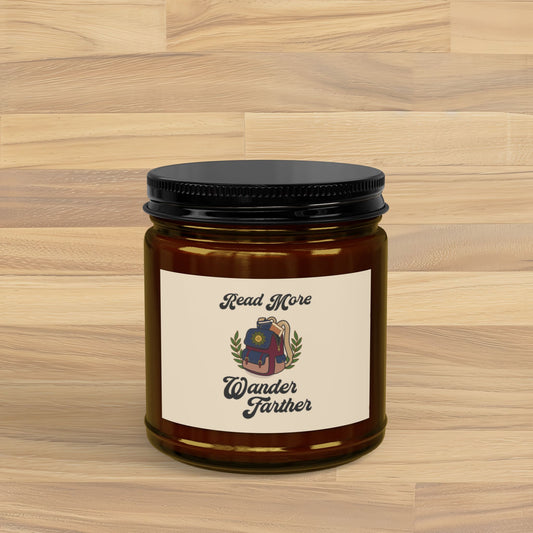 Read More Wander Further Shirt Candle | Bookish Soy Wax Jar | Gift for Readers