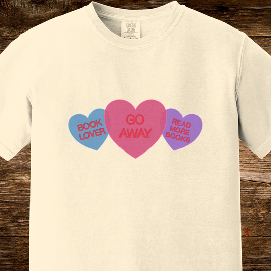Bookish Candy Hearts Shirt | Funny Introvert Reader Tee