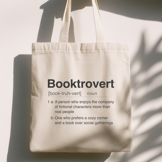 Booktrovert Definition Tote Bag | Heavy Duty Canvas Book Haul Bag | Aesthetic Minimalist Library Tote