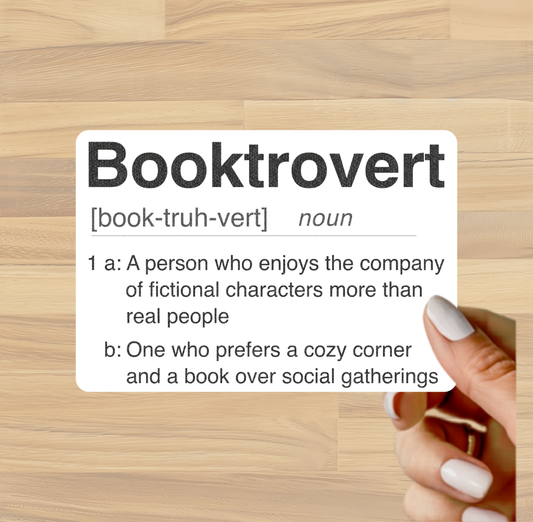 Booktrovert Definition Shirt Sticker | Waterproof Die Cut Decal | Book Lover Laptop Sticker