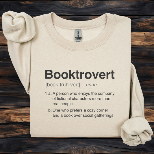 Booktrovert Sweatshirt | Dictionary Definition Bookish Crewneck | Funny Reader Gift | Gildan 18000 Heavy Blend Pullover
