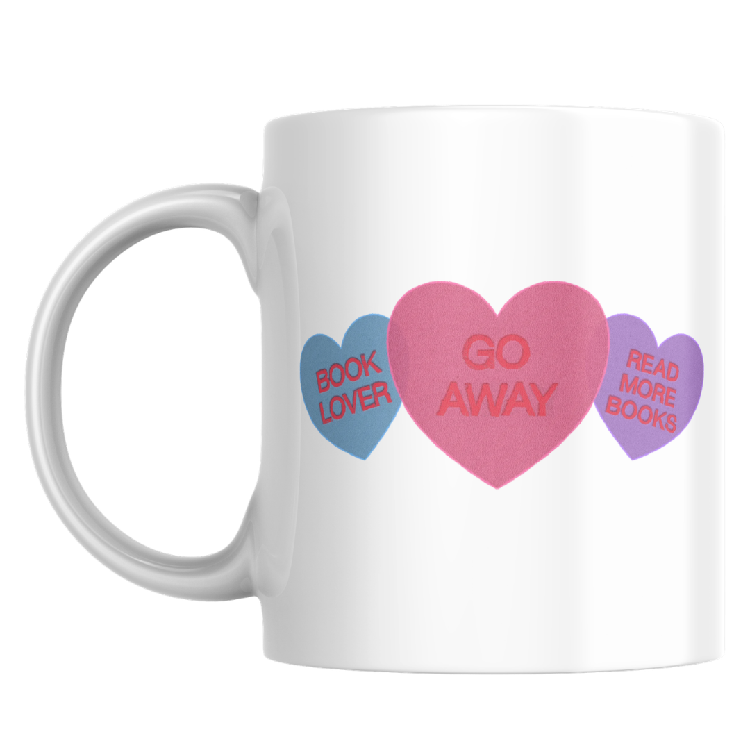 Bookish Candy Hearts Mug | Funny Reader Coffee Mug