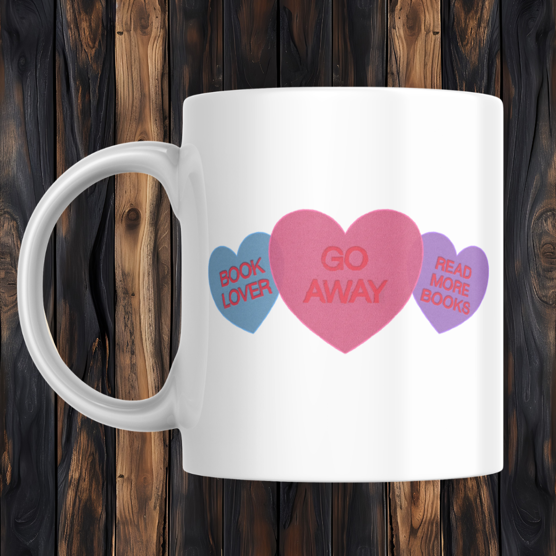 Bookish Candy Hearts Mug | Funny Reader Coffee Mug