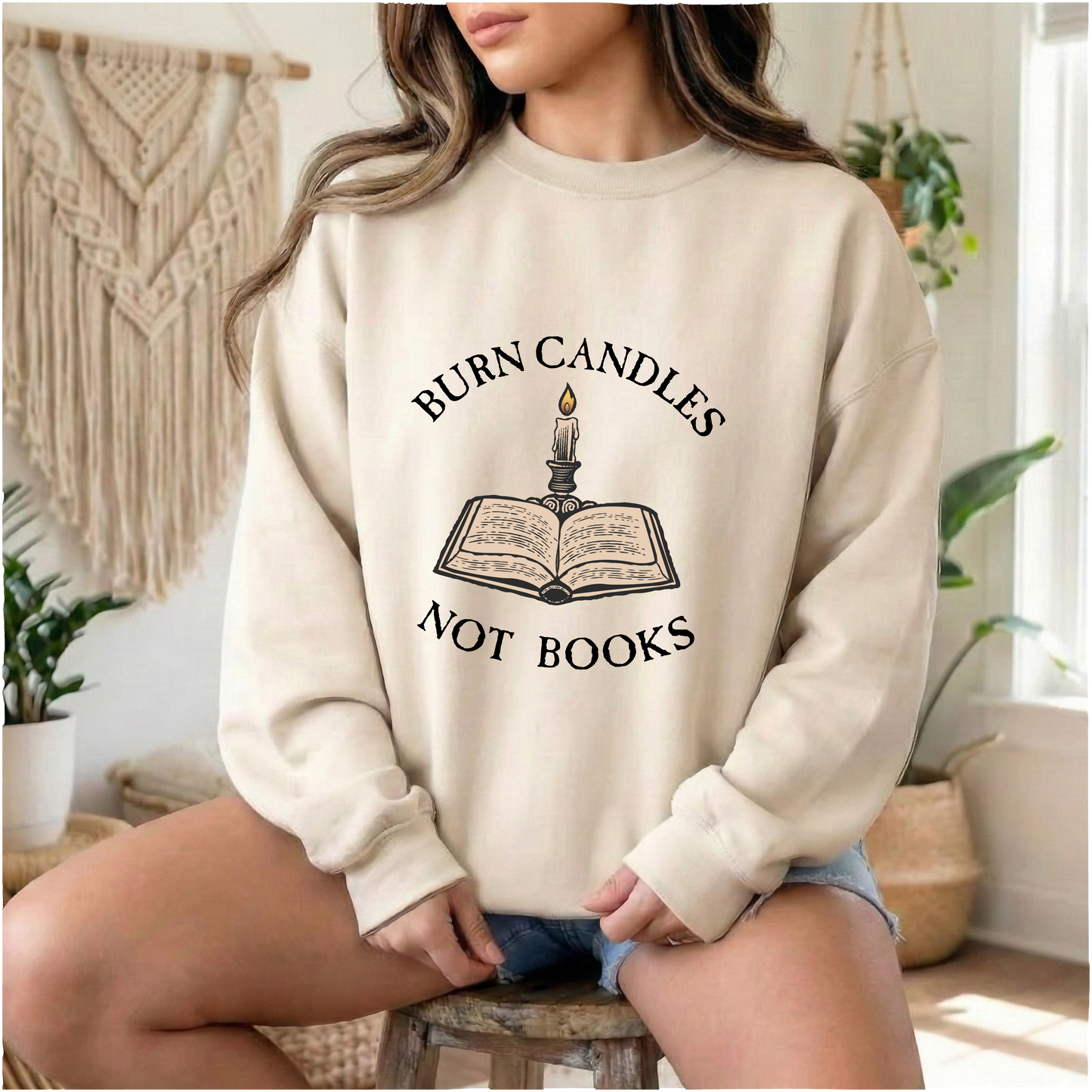 Burn Candles Not Books Sweatshirt | Anti Censorship Reader Crewneck