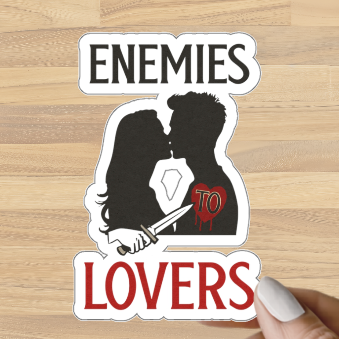 Enemies To Lovers Sticker | Bookish Romance Trope Decal | Waterproof Laptop Sticker