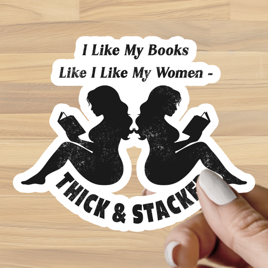 Thick & Stacked Books Sticker | Witty Reader Decal | Funny Book Lover Laptop Sticker