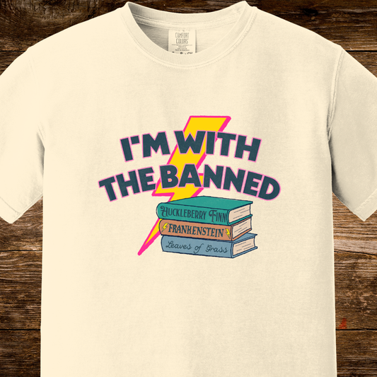 I'm With The Banned Shirt | Retro Rock Banned Books Tee | Anti-Censorship Shirt