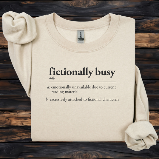 Fictionally Busy Sweatshirt | Retro Reader Definition Crewneck