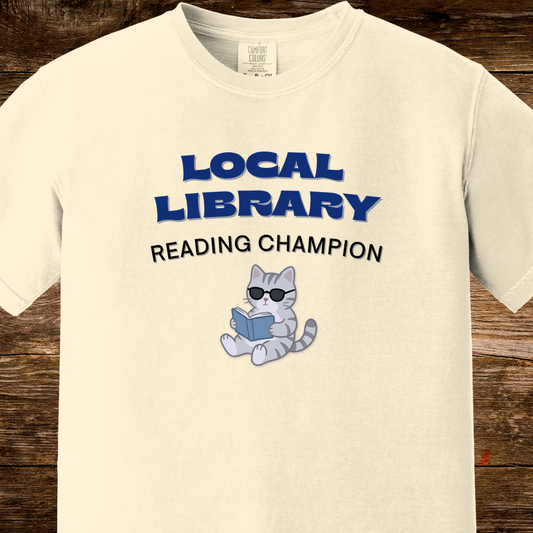 Local Library Reading Champion Shirt | Retro Cat Book Lover Tee