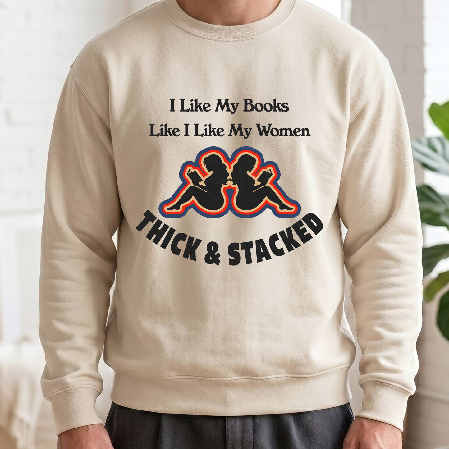 Thick & Stacked Books Sweatshirt | Funny Reader Crewneck